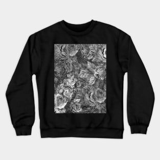 Black and White Rose Pattern Crewneck Sweatshirt